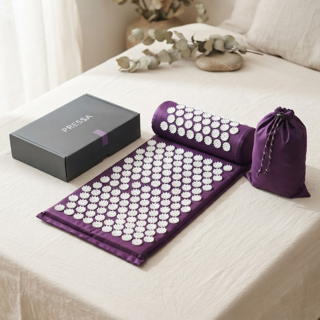 Pressa Reset Mat & Pillow Set — Acupressure for Back Pain, Stress & Sleep
